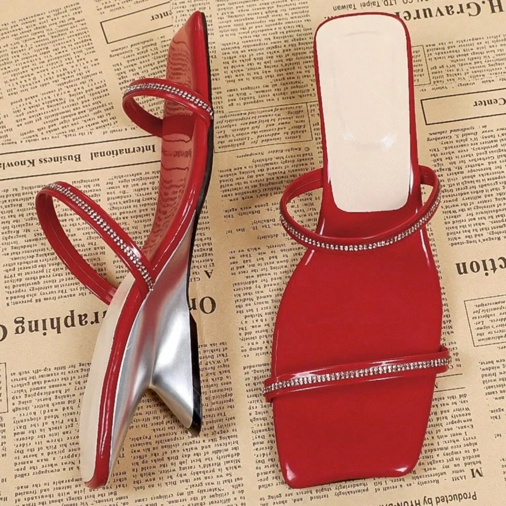 🆕 Strappy Rhinestone Square Toe Sandals - Picture 4 of 7